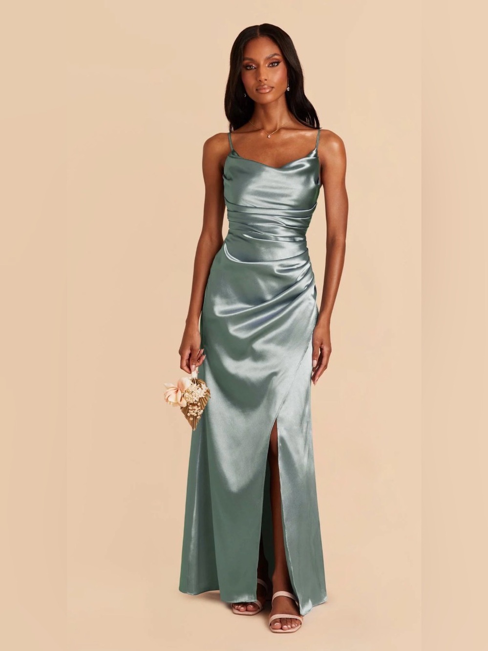 BIRDY GREY Lydia Dress Shiny Sea Glass, Size XS